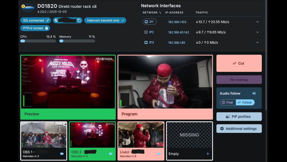OBS+LiveU via Intinor IDM